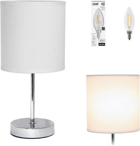 Miniatura 12 de Simple Designs LT2007-HPK-LB Lámpara de mesa básica cromada para sala de estar, mesita de noche, escritorio, encimera, rosa intenso, con bombilla