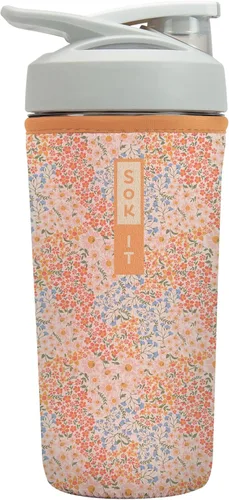 Miniatura 28 de Sok It BotlSok Botella Mezcladora de Proteínas con Funda Aislante de Neopreno (Floral Abstracto, Se Ajusta a Mezcladoras de 24oz)