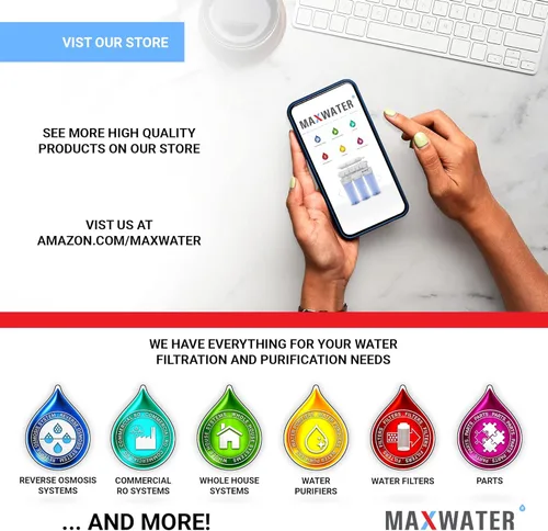 Miniatura 9 de Max Water Filtro de sedimentos de 10 micrones, 20 x 4.5, 20 pulgadas, para toda la casa, sistema de filtración de agua BB Cartucho compatible