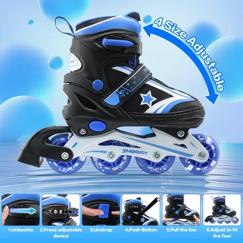 Miniatura 3 de Patines en línea para niños, niñas y jóvenes, todas las ruedas iluminadas con marco de aluminio para principiantes de 5 a 12 años, perfectos