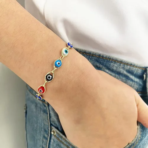 Miniatura 3 de Dainty Evil Eye Bracelets for Women,14K Gold Evil Eye Chain Bracelet for Girls