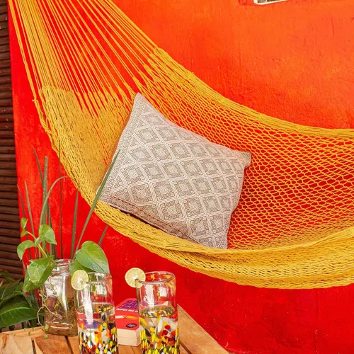 Miniatura 3 de Novica Handmade Uxmal Ocher Cotton Rope Hammock (Single)