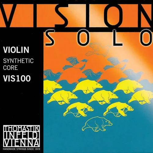 Thomastik Vision Solo - Juego de cuerdas para violín 4/4, calibre medio, con cuerda D enrollada de aluminio
