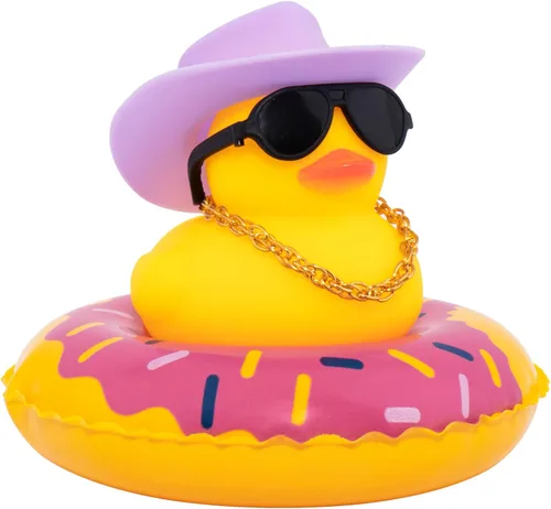 Miniatura 37 de wonuu Pato de Goma para Automóvil, Decoración de Pato Amarillo para Tablero con Sombrero de Sol, Anillo de Natación, Collar, Gafas de Sol