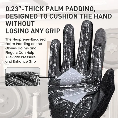Guantes de entrenamiento de dedo completo para levantamiento de pesas para hombres y mujeres con relleno, guantes de ejercicio de gimnasio de mano
