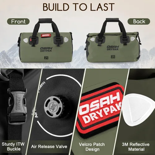 Miniatura 3 de OSAH DRYPAK Bolsa de lona impermeable – Bolsa seca para motocicleta con gran espacio de almacenamiento, bolsas de equipaje impermeables con bolsillo