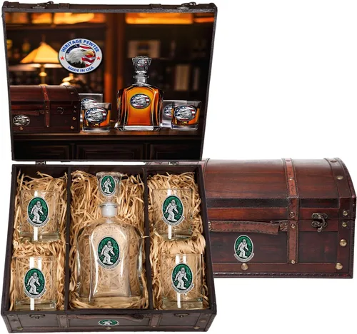 Miniatura 26 de Heritage Pewter Alabama Capitol - Juego de baúl Recipiente de líquido de 24 onzas con 4 vasos de agua Vidrio de peltre elaborado por expertos