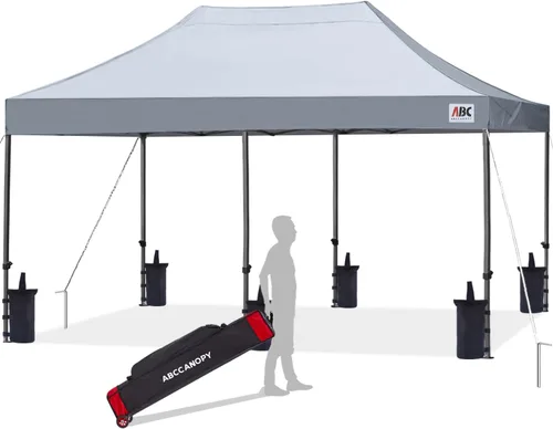 Miniatura 39 de Abccanopy - Carpa de toldo para tienda de campaña comercial instantánea con bolsa de transporte con ruedas, 4 bolsas de arena, Blanco