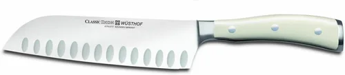 Miniatura 4 de Wusthof Classic Ikon cuchillo santoku con filo hueco, Negro