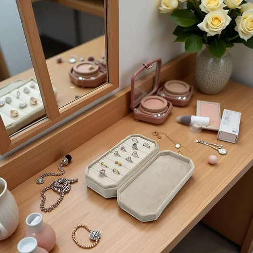 Miniatura 7 de Caja organizadora de anillos de terciopelo – Joyero para anillos y aretes, bandeja de joyería para anillos y anillos, vitrina para niñas y mujeres