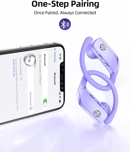 Miniatura 4 de bmanl Auriculares inalámbricos Bluetooth con ganchos para las orejas con tiempo de reproducción de 80 horas, pantalla de alimentación LED, llamadas