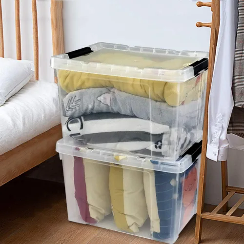 Miniatura 4 de Ggbin Caja de almacenamiento de plástico transparente de 50 cuartos de galón con tapa, 4 paquetes.