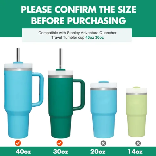 Miniatura 3 de Popote de acero inoxidable de repuesto para vaso de viaje Stanley Adventure y vasos Simple Modern de 40 onzas, 8 popotes de metal reutilizables