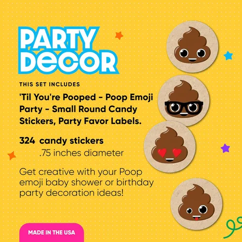 Miniatura 2 de Big Dot of Happiness Party 'Til You're Pooped - Poop Emoji Party - Calcomanías redondas pequeñas para caramelos, etiquetas para recuerdos de fiesta