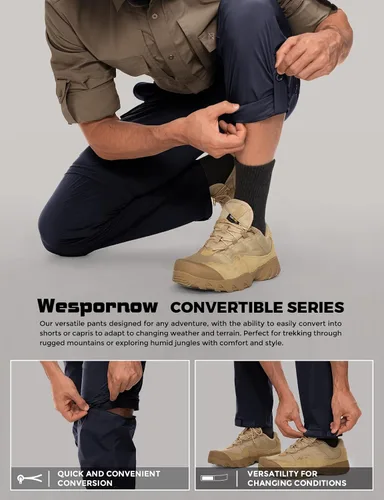 Miniatura 4 de Wespornow Pantalones de senderismo convertibles para hombre, de secado rápido, ligeros, con cremallera, transpirables, para exteriores, pesca, safari