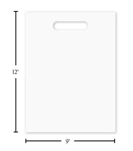 Miniatura 2 de Purple Q Crafts Bolsa de plástico transparente con asas de 9 x 12 pulgadas, bolsas de plástico troqueladas esmeriladas transparentes con asas