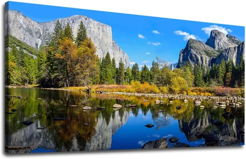 Miniatura 9 de yearainn Arte de Lienzo de Pared en Blanco y Negro Lago al Atardecer con Pájaros Voladores Cuadros para Decoración de Pared Paisaje Natural Pintura