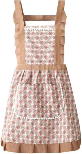 Delantales para mujer con bolsillos, delantales con patrón geométrico, delantales de chef de cocina, adecuados para cocina, etc