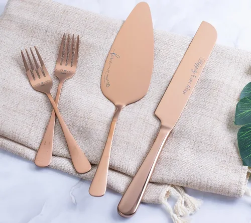 Miniatura 8 de Juego de cuchillo y servidor para pastel de boda, juego de corte de pasteles para boda, tenedores de pastel y cortador de pasteles para cumpleaños