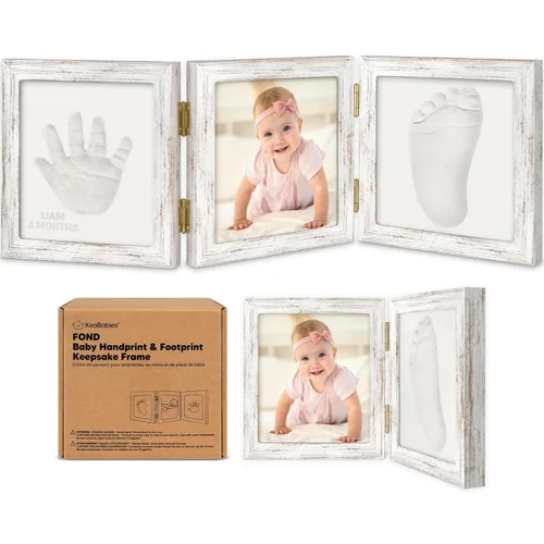 Miniatura 10 de Kit de huellas de mano y huellas de bebé sin tinta para recién nacido - Kit de huellas de bebé, marco de recuerdo para guardería de recién nacido