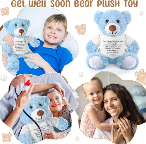 Miniatura 7 de Lenwen Un regalo de abrazo de oso para mujeres, pésame pronto, condolencias para mujeres, peluche de animal de peluche, abrazo pensando en ti, Azul