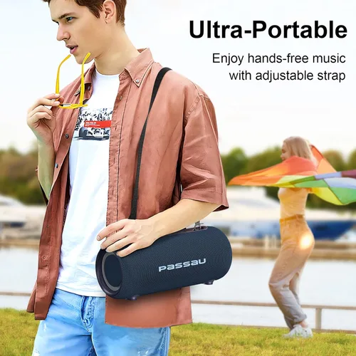 Miniatura 3 de Passau - Altavoces Bluetooth portátiles de 40 W de potencia máxima, sonido estéreo fuerte, radiadores pasivos, graves profundos, reproducción todo