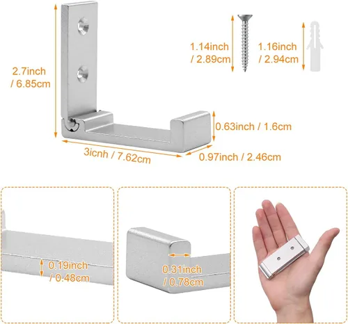 Miniatura 2 de 5 ganchos plegables para colgar en la pared, ganchos plegables de aleación de aluminio, gancho plegable de aleación de aluminio para toallas