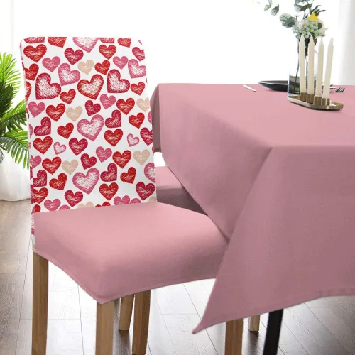 Miniatura 5 de Funda para silla de San Valentín, diseño de corazón de amor, fundas protectoras de asiento para silla de San Valentín, 6 unidades, diseño