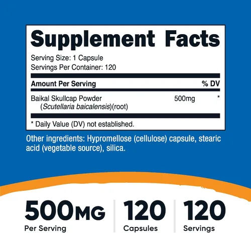 Miniatura 2 de Nutricost Baikal Skullcap 500 mg, 120 cápsulas vegetarianas - Sin OMG, sin gluten