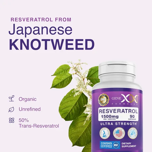 Miniatura 5 de Genex Formulas Resveratrol de 1500 mg con BioPerine para absorción (paquete de 3) Cápsulas orgánicas de trans-resveratrol de Knotweed japonés