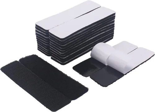 Miniatura 14 de HUAYY (Blanco, 48 pares de hojas rectangulares de 1 x 2 pulgadas), autoadhesivas, de fuerza industrial, cinta de gancho y bucle resistente