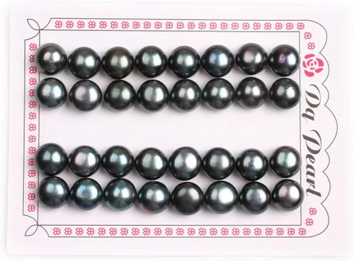 16 pares de perlas cultivadas de agua dulce de grado AAA para hacer aretes de joyería (negro)