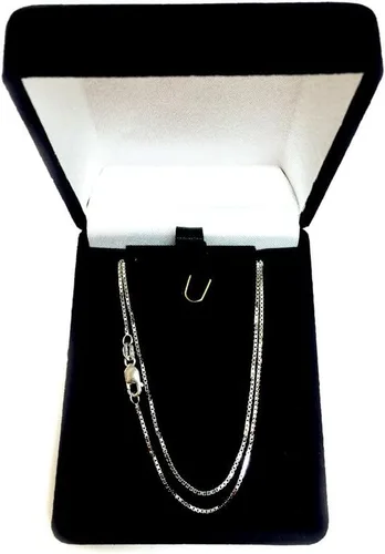 Miniatura 4 de Jewelry Affairs 18k White Solid Gold Mirror Box Chain Necklace, 0.8mm