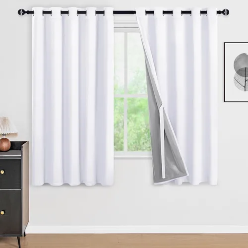 Miniatura 114 de DWCN Cortinas 100% opacas de 84 pulgadas de largo para dormitorio con forro negro, paneles de cortina de ventana de doble capa con aislamiento Azul