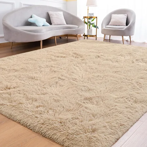Miniatura 19 de Goideal Alfombra mullida para dormitorio, sala de estar, alfombra de noche beige de 2 x 6 pies, pelo largo de pelo sintético, alfombra moderna