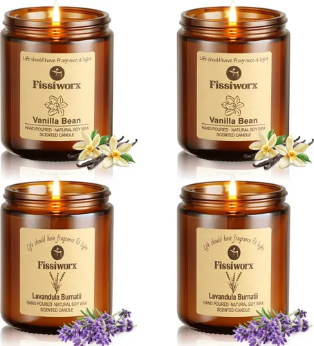 Miniatura 9 de Fissiworx Juego de 2 velas perfumadas de lavanda, cera de soja natural vertida a mano, 60 horas de combustión de larga duración, relaja y alivia