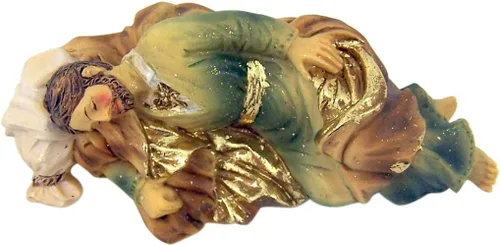 Miniatura 3 de Estatua de San José durmiente católica pintada a mano con tarjeta de oración de 4 pulgadas