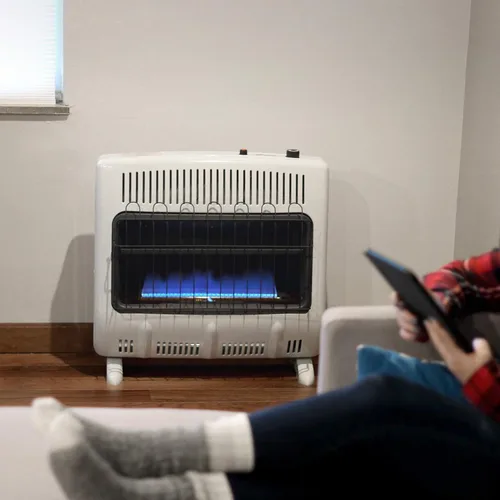 Miniatura 3 de Mr. Heater - Calentador de gas natural de llama azul de 30,000 BTU con kit de accesorios para soplador