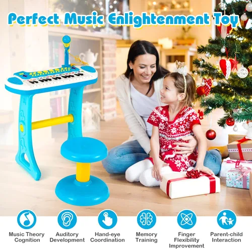 Miniatura 7 de Costzon Juguete de teclado de piano de 24 teclas para niños, instrumento musical electrónico para niños pequeños, juguete educativo con micrófono