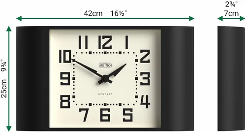Miniatura 4 de NEWGATE® Metro Clock Reloj de pared retro 17 pulgadas de ancho Negro Estilo de mediados de siglo para cocina, sala de estar u oficina
