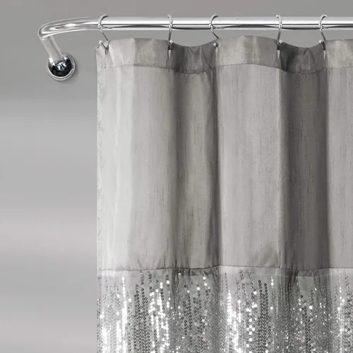 Miniatura 4 de Lush Decor Cortina de Ducha Night Sky, Individual, 72" An x 72" L, Negro - Cortina de Ducha con Lentejuelas - Cortina de Baño Brillante de Bloques
