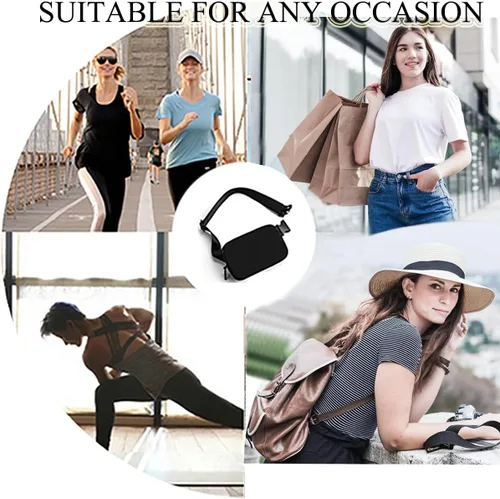 Miniatura 8 de Bolsa de Cintura Mini Negra Riñonera para Mujeres y Hombres, Riñonera Pequeña de Moda, Bolsa Cruzada para Cintura para Correr, Senderismo, Jogging