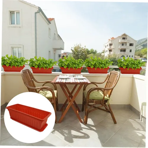 Miniatura 2 de Maceta rectangular de plástico para plantas de interior, jardinería, macetas de metal, macetas de cactus con bandeja, cuenco para suculentas
