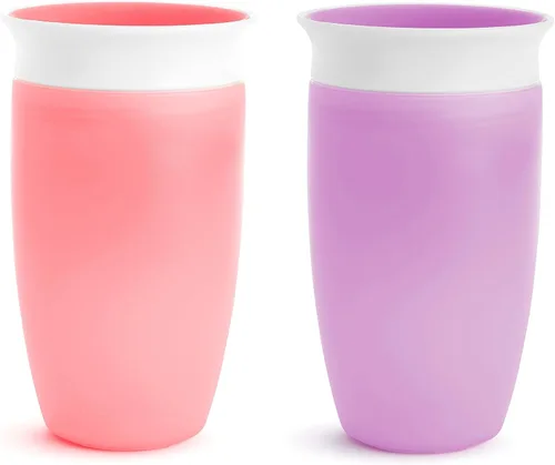 Miniatura 10 de Munchkin Vasos para niños pequeños de 1 a 3 años, a prueba de derrames, Miracle 360 tazas, 10 onzas, paquete de 2, negro/blanco