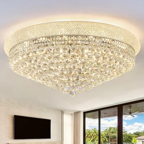 Miniatura 8 de Lámpara de Araña de Cristal de 3 Luces Empotrada en el Techo para Sala de Estar, Comedor, Dormitorio, Vestíbulo, Entrada, Pasillo, Armario, Baño