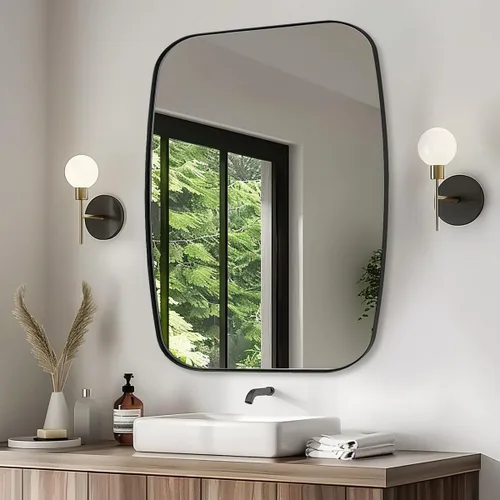 Miniatura 102 de ANDY STAR Espejo de baño de níquel cepillado, espejo ovalado de 20 x 30 pulgadas para baño, espejo oblongo de níquel cepillado con marco de metal