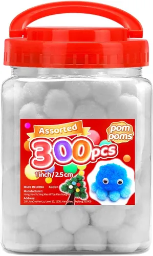 Miniatura 19 de Iooleem Pompones rosados – Tamaño surtido, 1200 piezas con ojos móviles, opciones de purpurina, perfectos para artes y manualidades