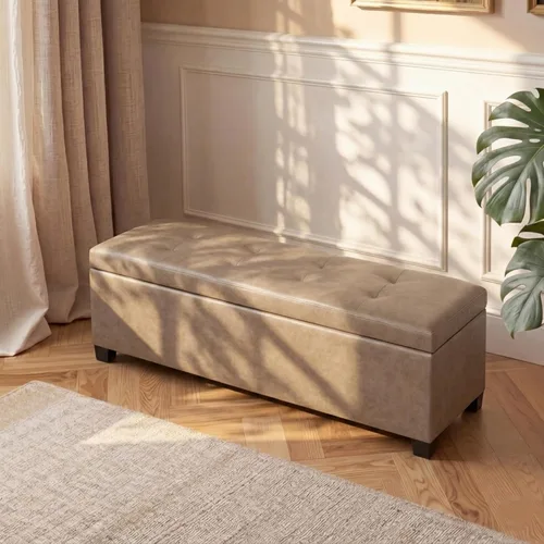 Miniatura 14 de Asense Banco otomano de almacenamiento, banco de almacenamiento de 18.8 x 40 x 18.5 pulgadas, reposapiés con patas, otomanas copetudas con bisagra