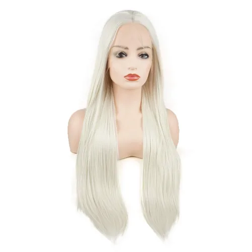 Miniatura 2 de Lvory - Pelucas de pelo liso súper largo de 25 pulgadas, resistente al calor, densidad pesada, sintética, con encaje frontal