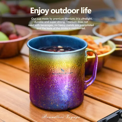 Miniatura 4 de Boundless Voyage Titanio Cup 15.2 fl oz/15oz Camping Tazas & Tazas con Tapa Ultraligero Beber Taza para Exterior, Hinking, Jardín Ti3055D